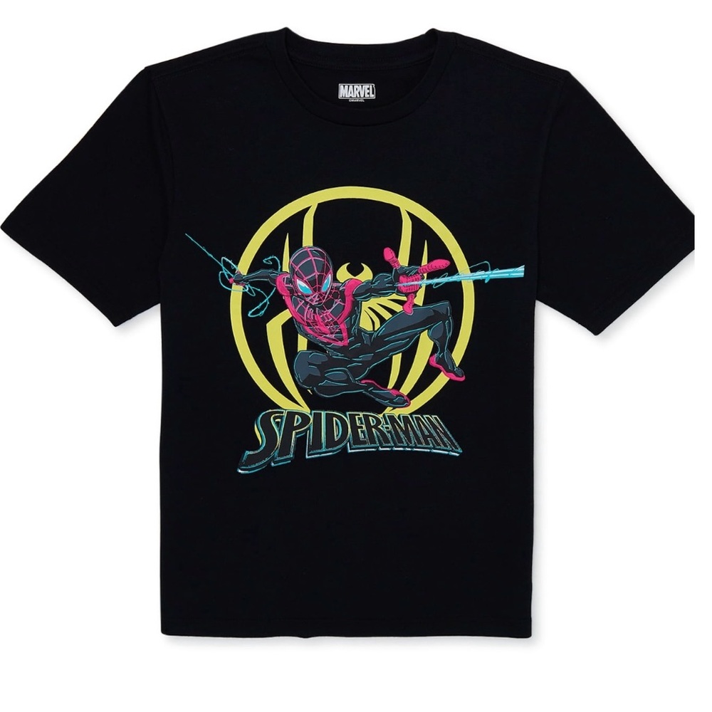 Marvel Boys Spider-Man Miles Morales, Crew Neck, Short Sleeve,